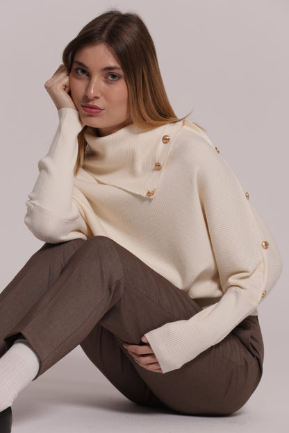 MAGLIA COLLO ALTO CON BOTTONI