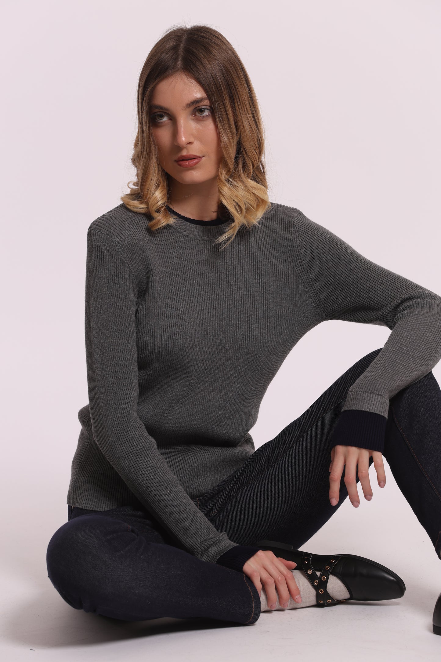 MAGLIA SCOLLO TONDO BICOLOR