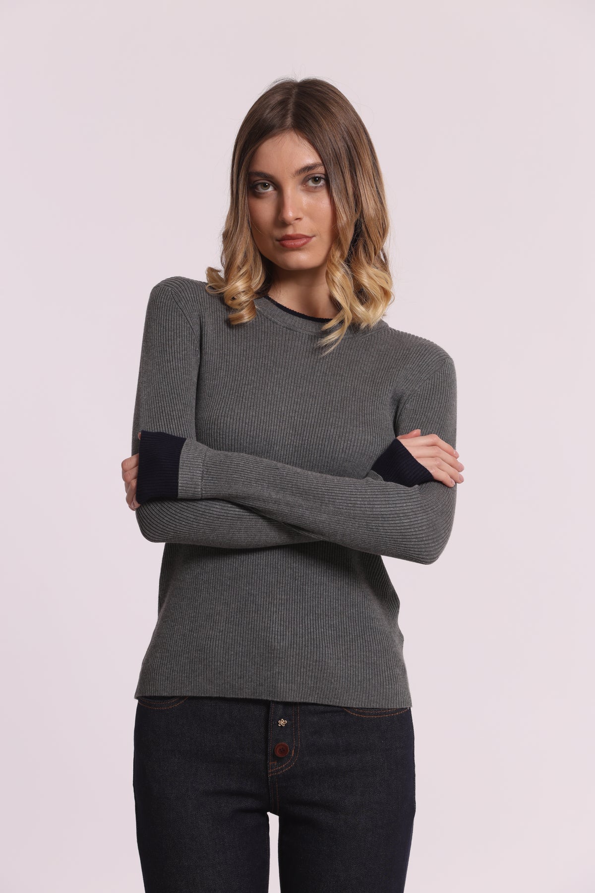 MAGLIA SCOLLO TONDO BICOLOR