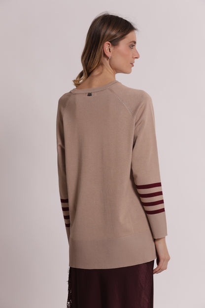 MAGLIA CON CON RIGHE E COLLO REMOVIBILE