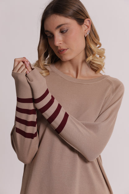 MAGLIA CON CON RIGHE E COLLO REMOVIBILE