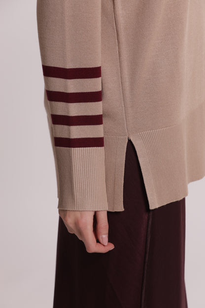 MAGLIA CON CON RIGHE E COLLO REMOVIBILE