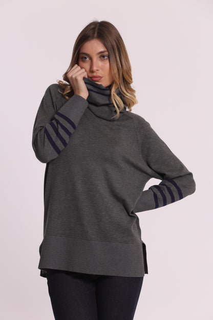 MAGLIA CON CON RIGHE E COLLO REMOVIBILE