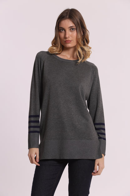 MAGLIA CON CON RIGHE E COLLO REMOVIBILE