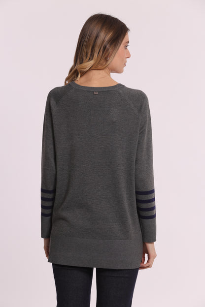 MAGLIA CON CON RIGHE E COLLO REMOVIBILE