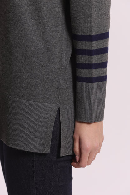 MAGLIA CON CON RIGHE E COLLO REMOVIBILE