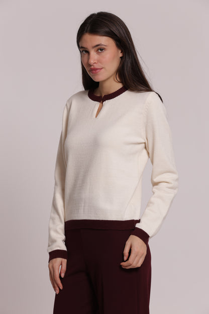 MAGLIA SCOLLO A V BICOLOR