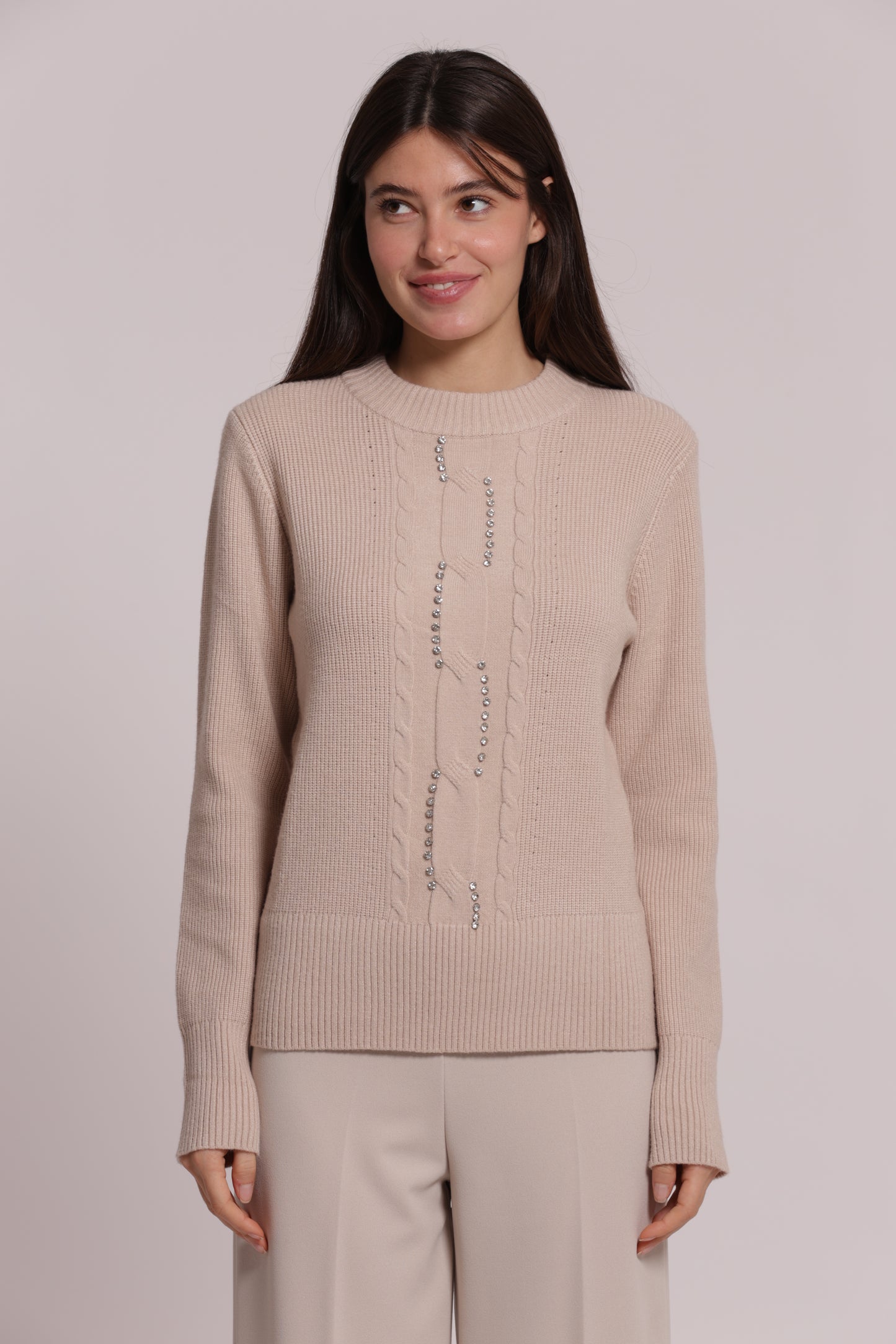 MAGLIA SCOLLO TONDO CON TRECCIA