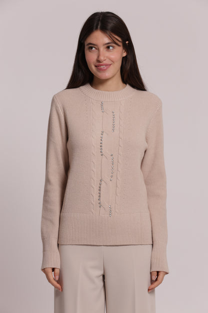 MAGLIA SCOLLO TONDO CON TRECCIA