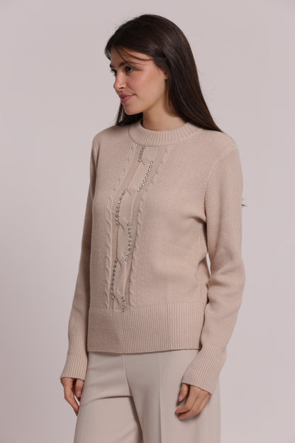 MAGLIA SCOLLO TONDO CON TRECCIA