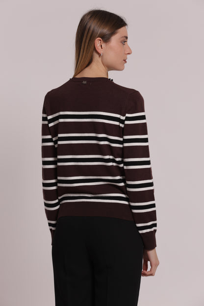 MAGLIA A RIGHE CON DETTAGLIO PERLE