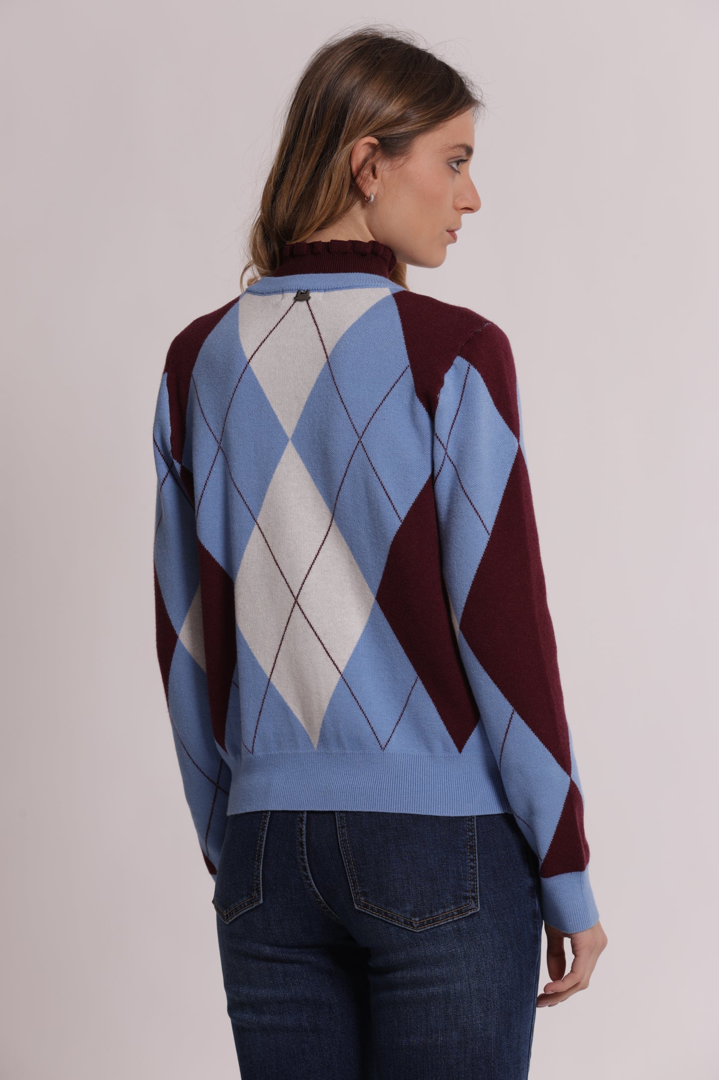 MAGLIA CARDIGAN GEOMETRICO CON BOTTONI GIOIELLO
