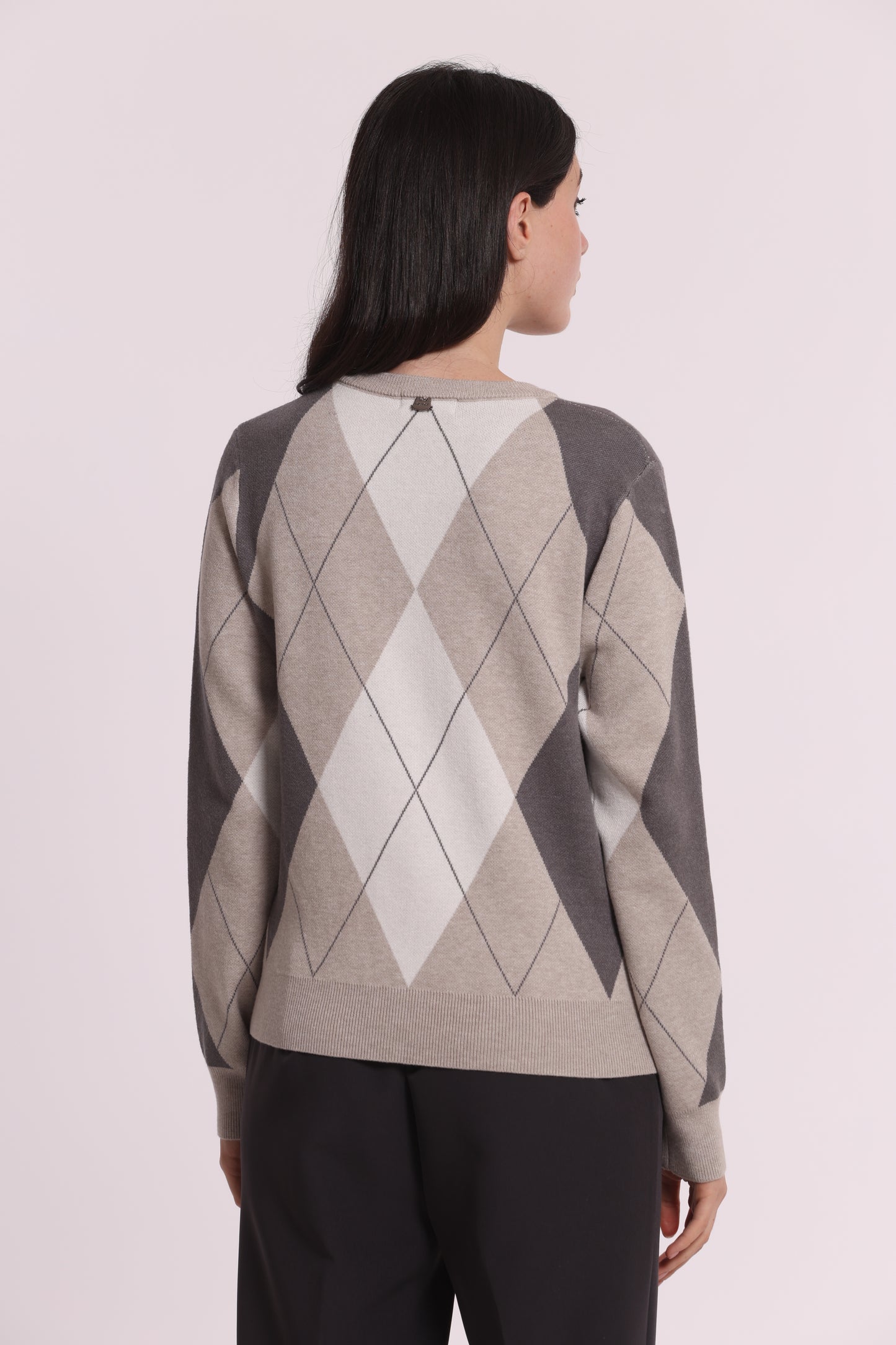 MAGLIA CARDIGAN GEOMETRICO CON BOTTONI GIOIELLO