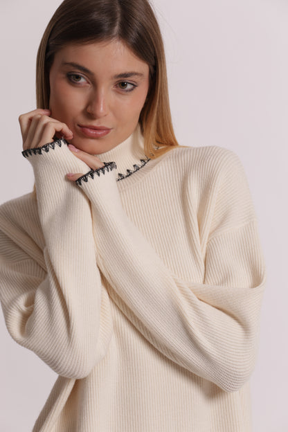 MAGLIA COLLO ALTO CON DETTAGLIO LUREX