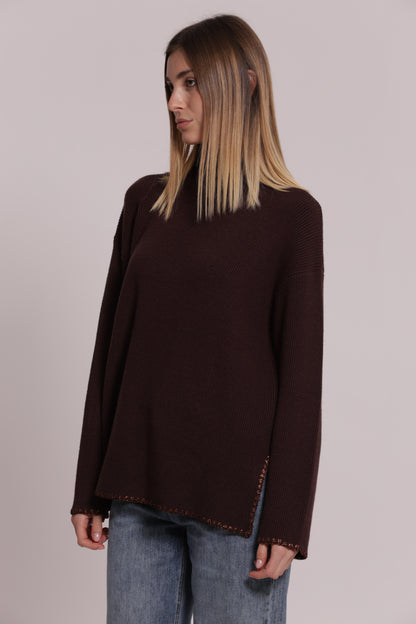 MAGLIA COLLO ALTO CON DETTAGLIO LUREX