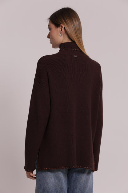MAGLIA COLLO ALTO CON DETTAGLIO LUREX