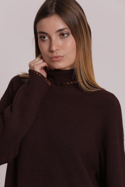 MAGLIA COLLO ALTO CON DETTAGLIO LUREX