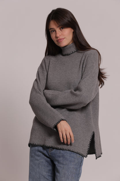 MAGLIA COLLO ALTO CON DETTAGLIO LUREX