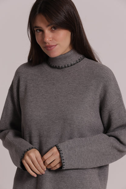 MAGLIA COLLO ALTO CON DETTAGLIO LUREX