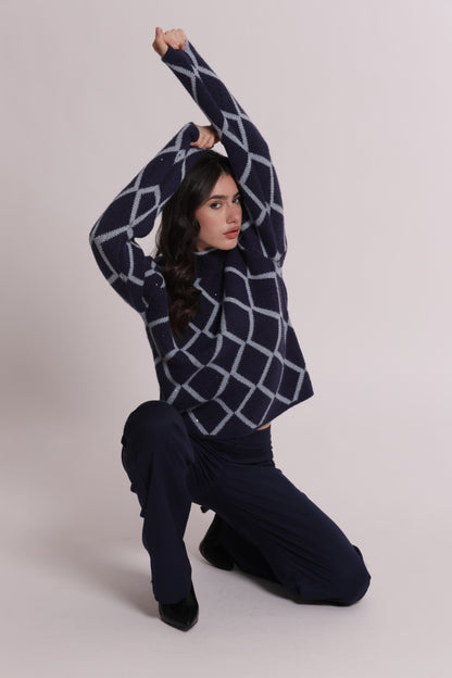 MAGLIA LUPETTO CON DISEGNO GEOMETRICO PAILLETTES