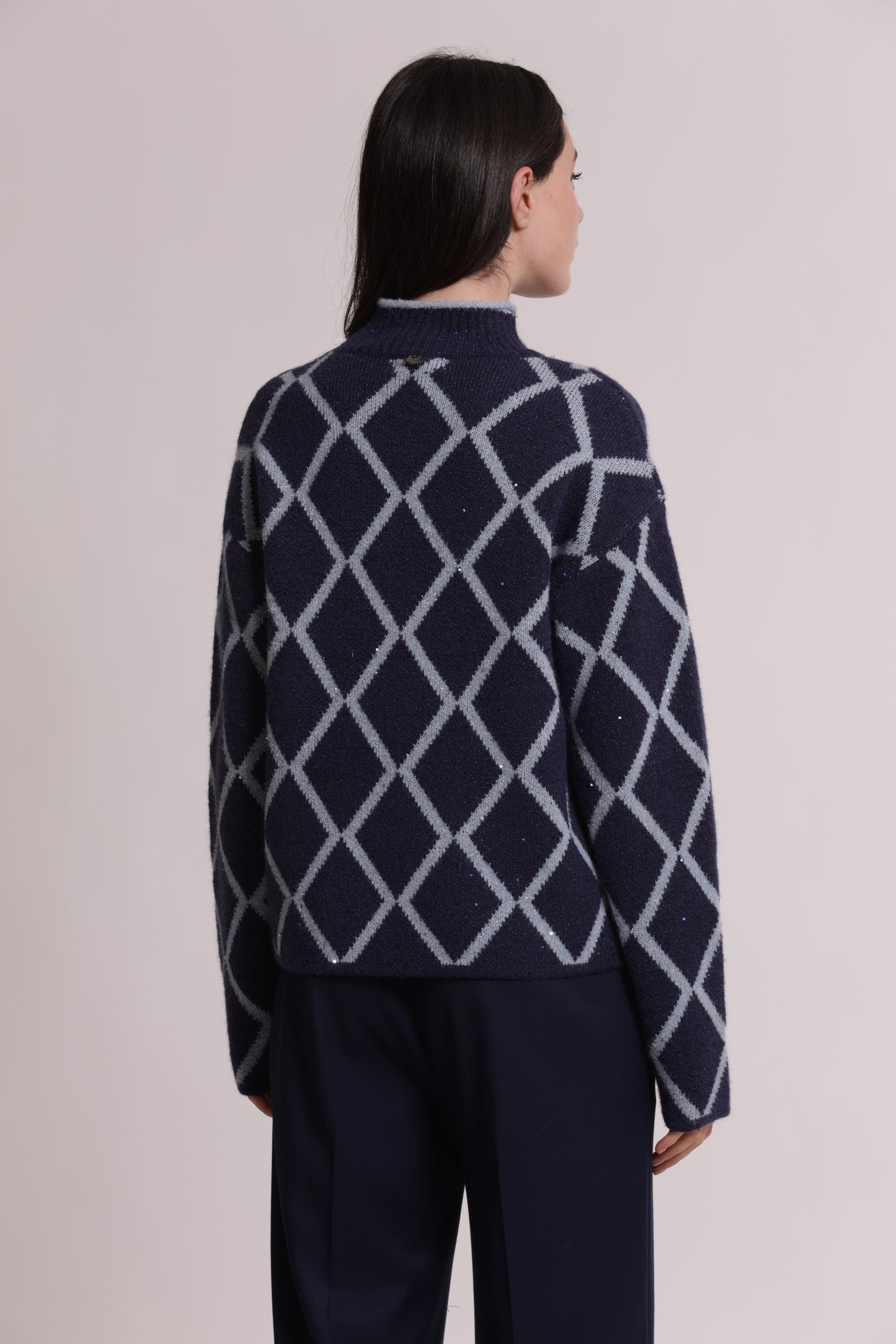 MAGLIA LUPETTO CON DISEGNO GEOMETRICO PAILLETTES