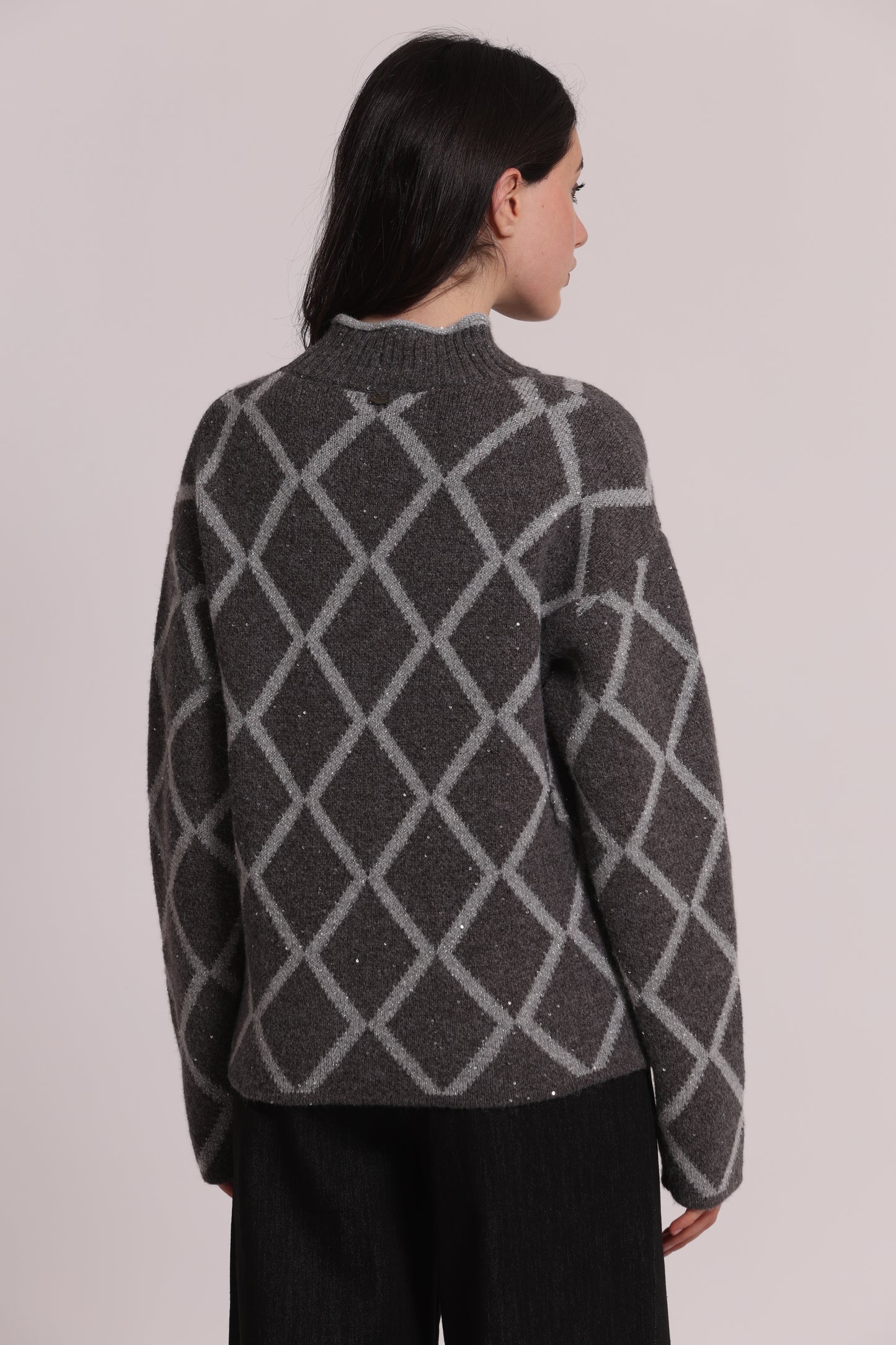 MAGLIA LUPETTO CON DISEGNO GEOMETRICO PAILLETTES