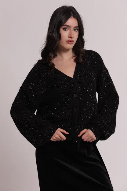 MAGLIA CARDIGAN CON PAILLETTES