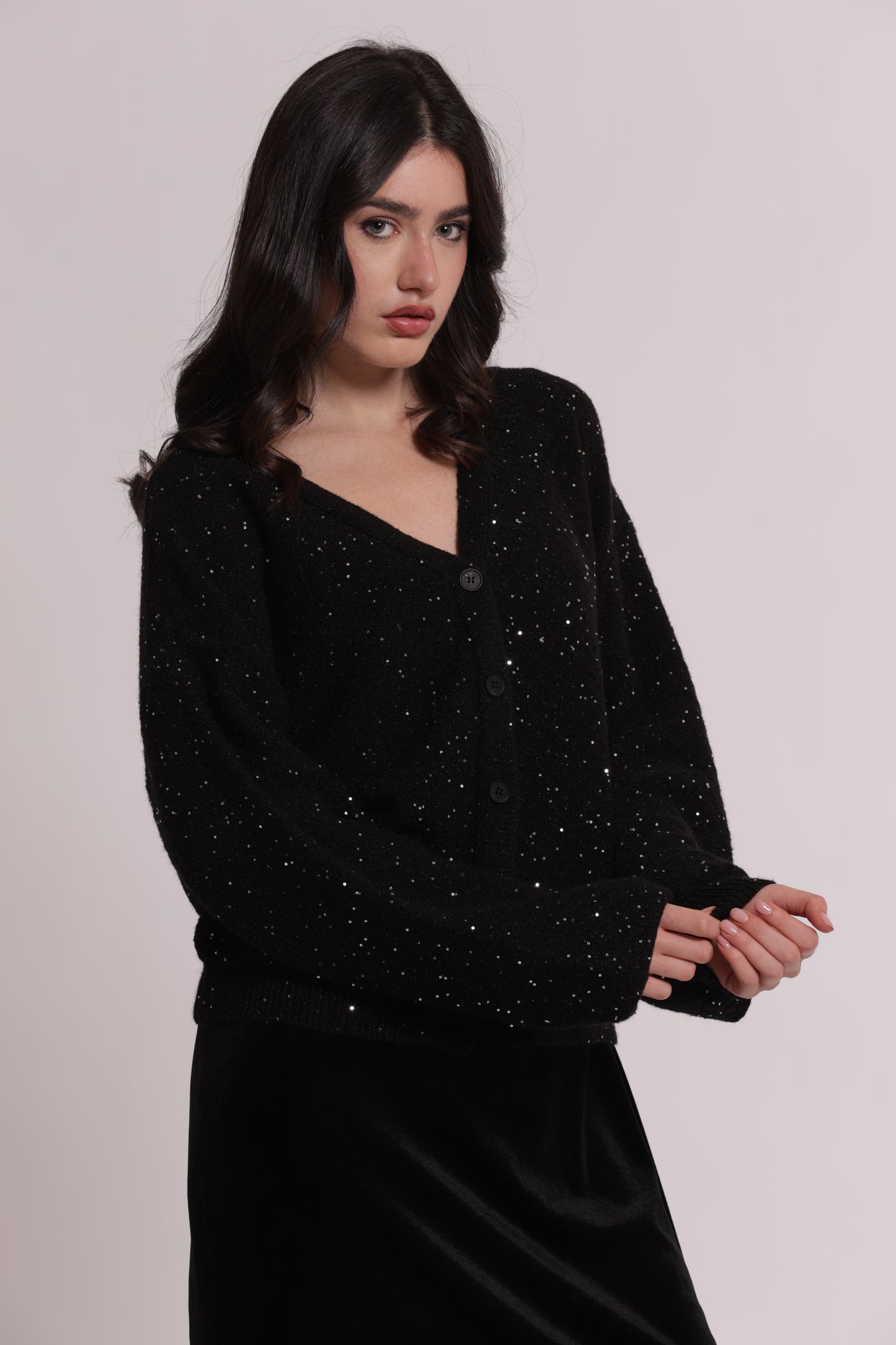 MAGLIA CARDIGAN CON PAILLETTES