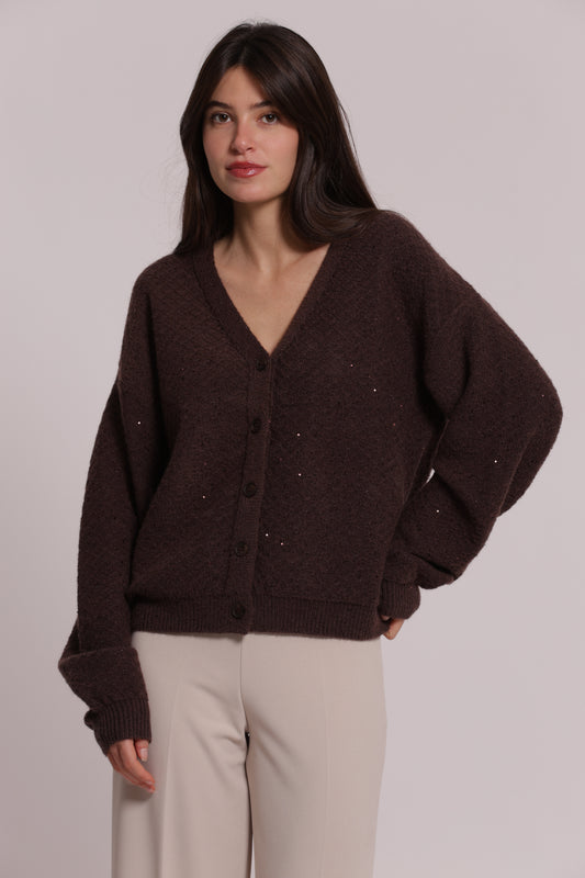 MAGLIA CARDIGAN CON PAILLETTES