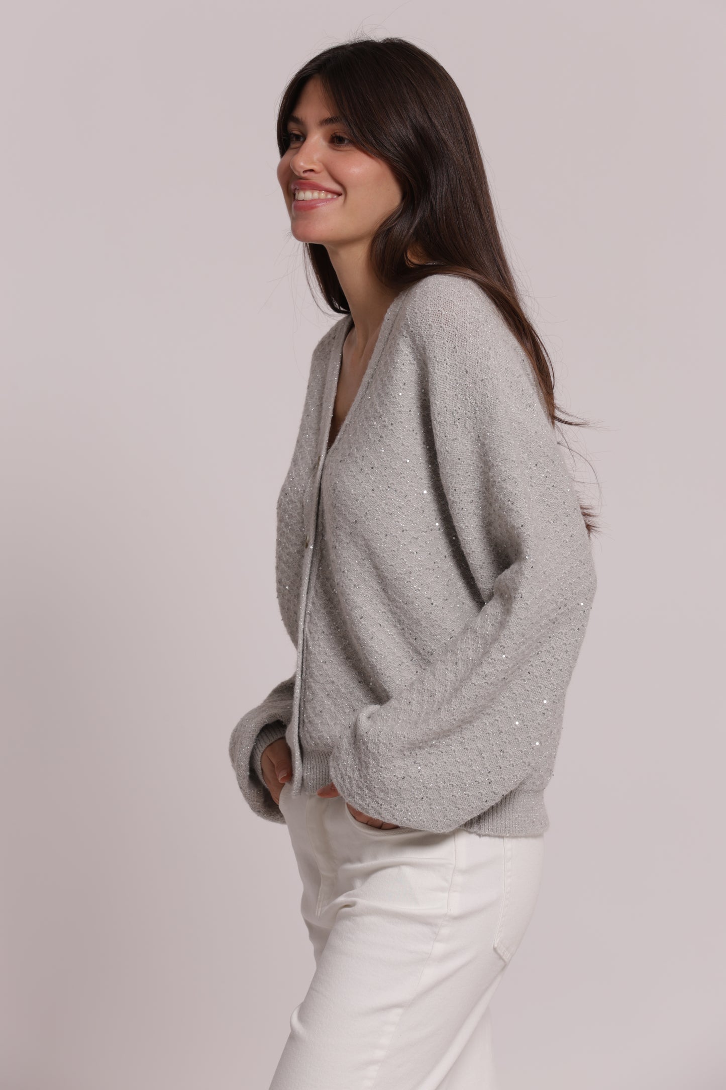 MAGLIA CARDIGAN CON PAILLETTES