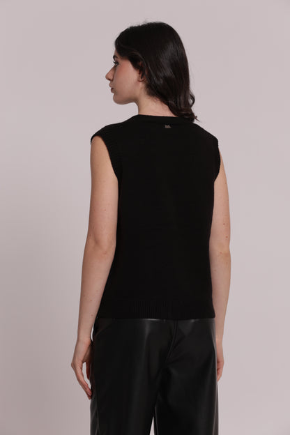 MAGLIA GILET CON BOTTONI GIOIELLO