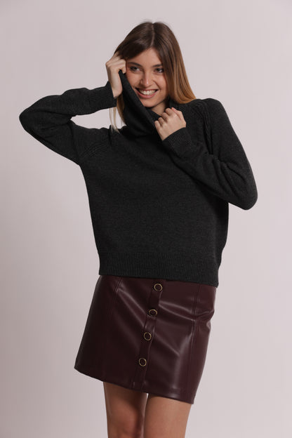 MAGLIA MELANGE CON COLLO REMOVIBILE