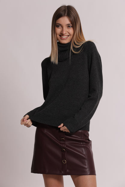 MAGLIA MELANGE CON COLLO REMOVIBILE