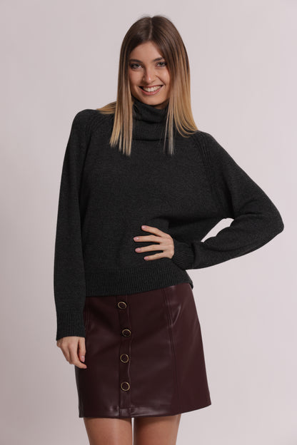 MAGLIA MELANGE CON COLLO REMOVIBILE