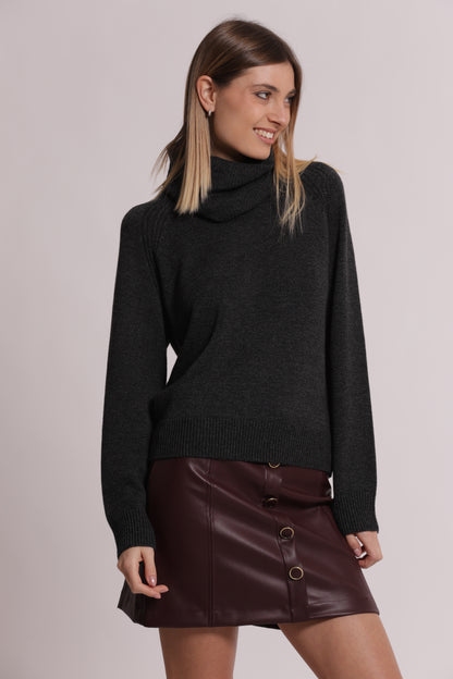 MAGLIA MELANGE CON COLLO REMOVIBILE