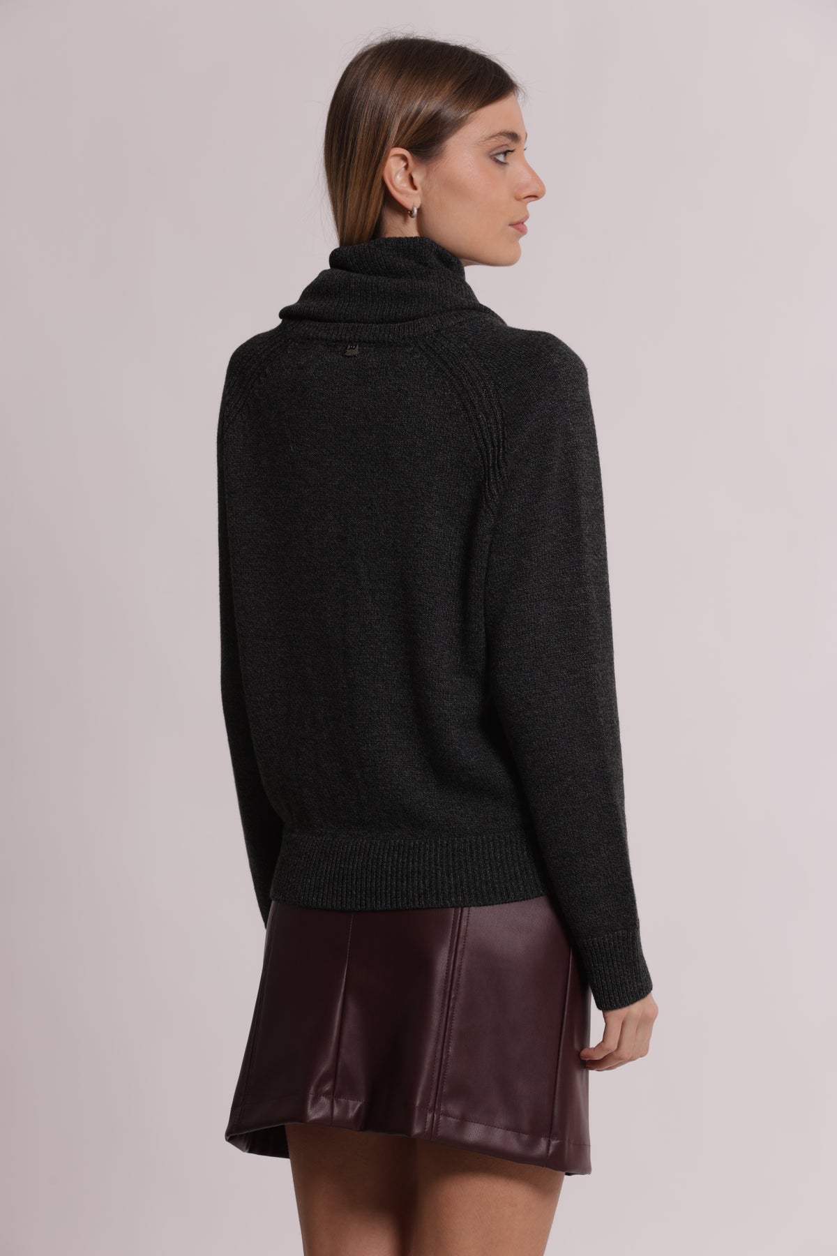 MAGLIA MELANGE CON COLLO REMOVIBILE