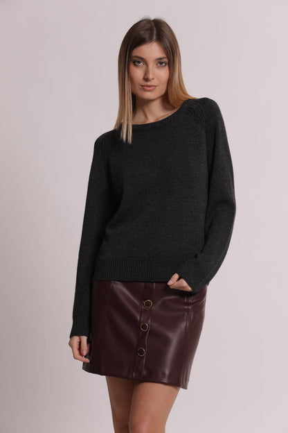MAGLIA MELANGE CON COLLO REMOVIBILE