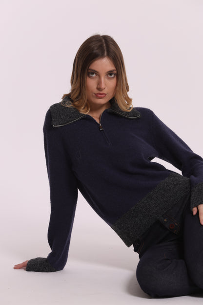 MAGLIA BICOLOR CON ZIP