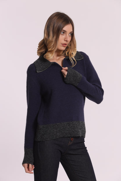 MAGLIA BICOLOR CON ZIP