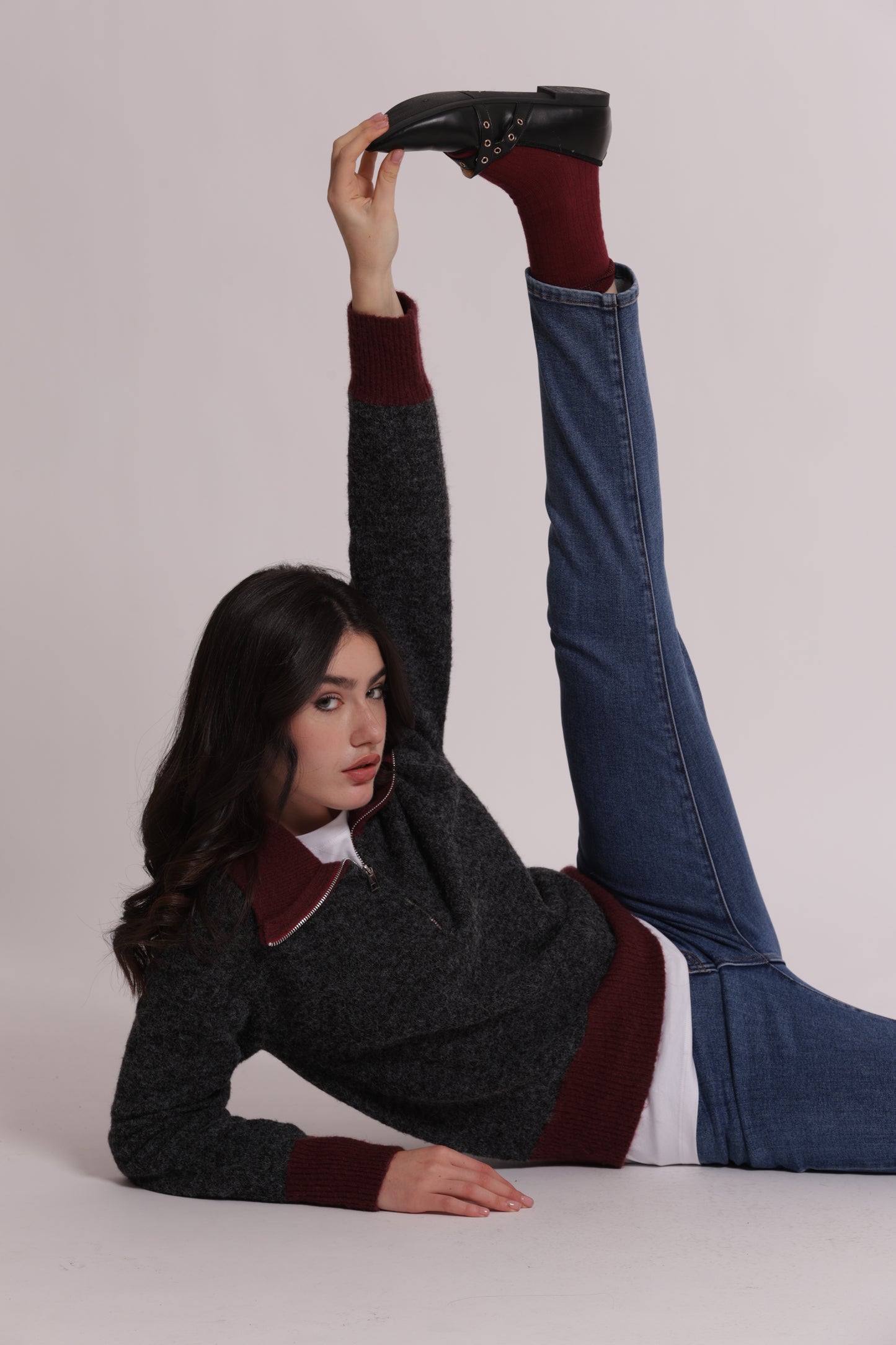 MAGLIA BICOLOR CON ZIP