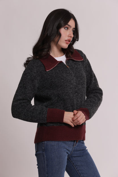 MAGLIA BICOLOR CON ZIP