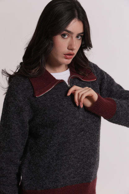 MAGLIA BICOLOR CON ZIP