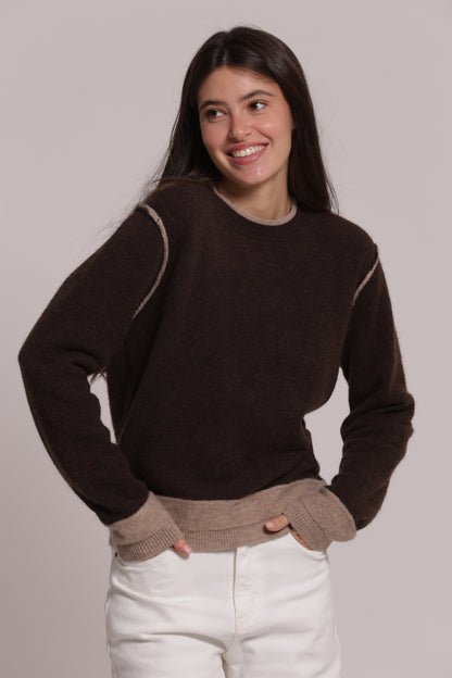 MAGLIA SCOLLO TONDO CON CONSTRASTI