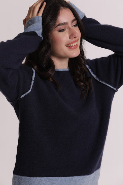 MAGLIA SCOLLO TONDO CON CONSTRASTI