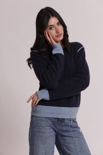 MAGLIA SCOLLO TONDO CON CONSTRASTI