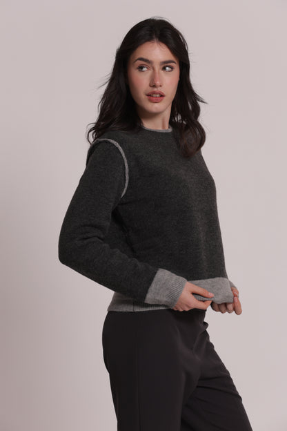 MAGLIA SCOLLO TONDO CON CONSTRASTI
