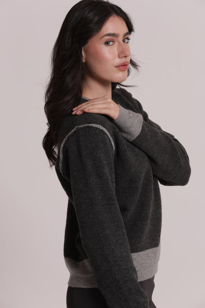 MAGLIA SCOLLO TONDO CON CONSTRASTI