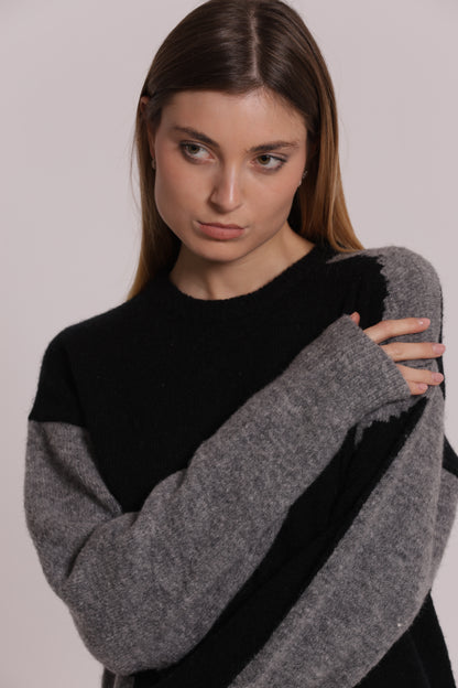 MAGLIA SCOLLO TONDO CON GIOCO BICOLOR