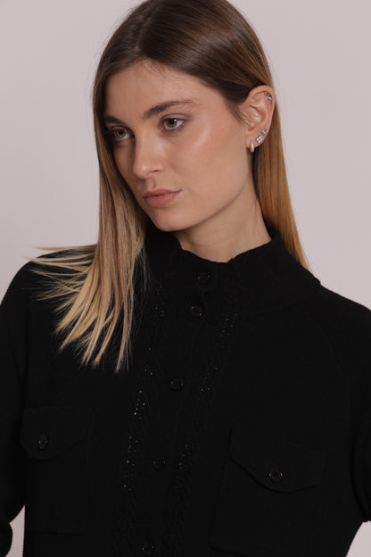 MAGLIA CARDIGAN LUPETTO CON TASCHE