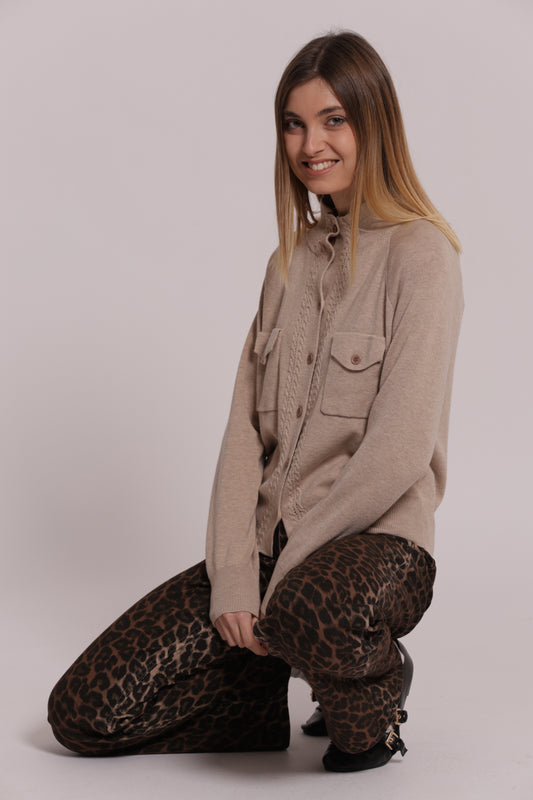 MAGLIA CARDIGAN LUPETTO CON TASCHE